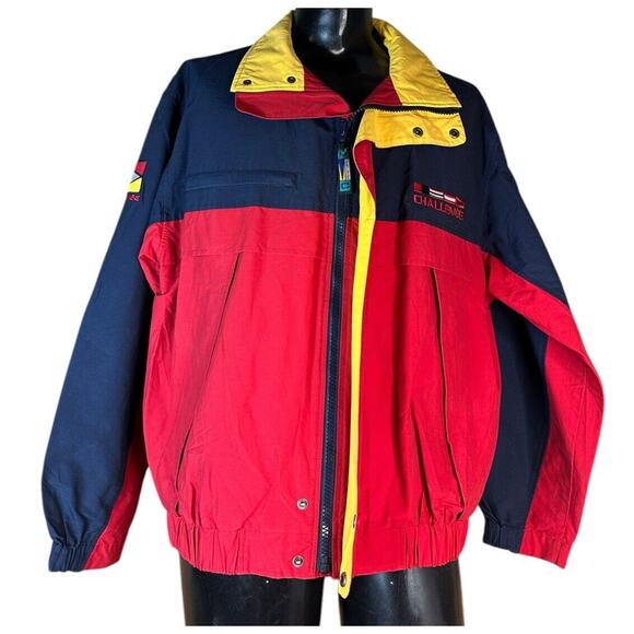Vtg HC Sailing Jacket Mens L Color Block Racing Gear CHALLENGE NR 2104 Lined - Picture 2 of 13